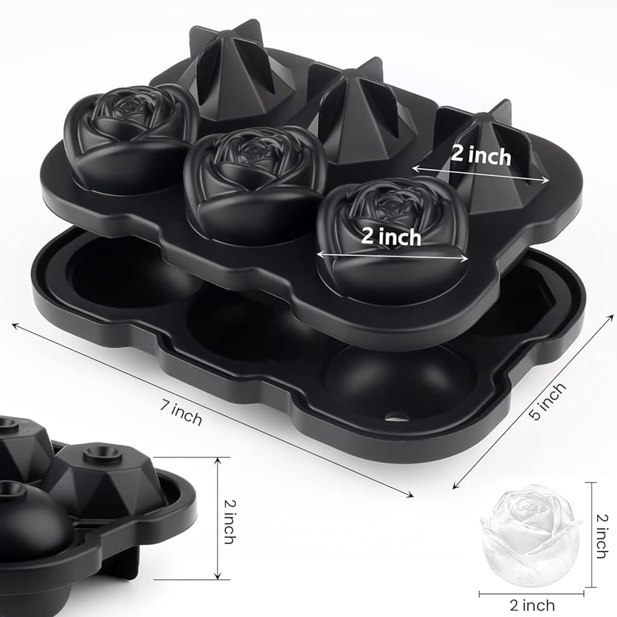 HASTHIP Silicone ice Cube Trays for Freezer, 2 HASTHIP Silicone ice Cube Trays for Freezer, 2